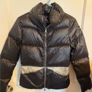 Sealup Black Puffer Jacket with Metallic Silver Accent size S